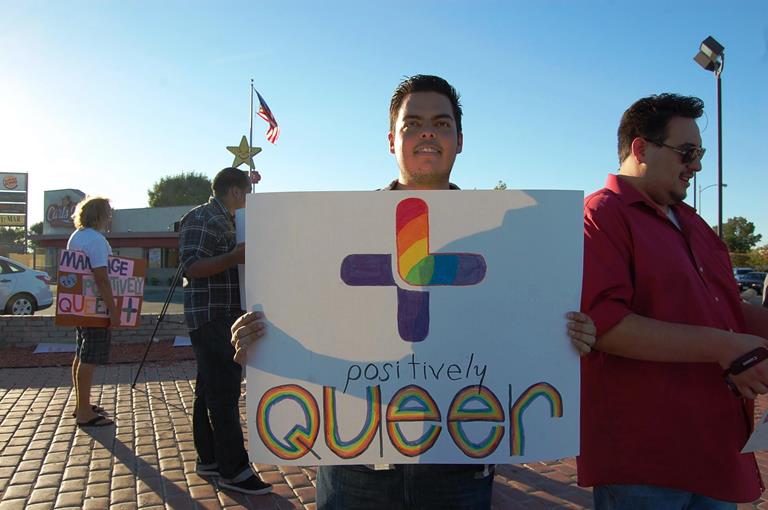 Robert Benitez said his sign, which is a take on the City of Lancaster's logo and catchphrase, represents pride in his hometown and himself. "Marrying my partner is very important to me, and now that it’s recognized on the federal level, it’s something that he and I will definitely benefit from," Benitez said.