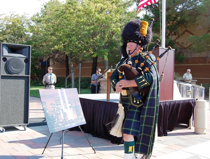 Bagpiper Bob Conacher of the U.S. Forest Service played Amazing Grace, while helicopters flew over the ceremony.