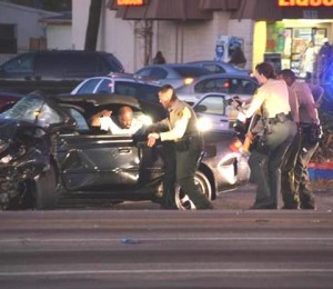 Sheriff's deputies ordered Hicks out of his car at gunpoint after the crash on Dec. 6, 2012. (NOE VILLEGAS)