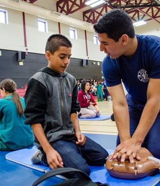 High school students from the Health Careers Academy, Emergency Medical Technician and Fire Technology programs acted as mentors to the Desert Willow students. (contributed)