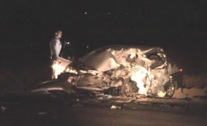 Daniel Colato was at the wheel of this 2004 Honda Accord, according to the California Highway Patrol. (Photo by LUIS MEZA)
