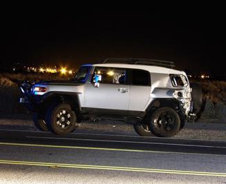 The three occupants of the Toyota SUV suffered no injuries, sheriff's officials said. [LUIS MEZA]