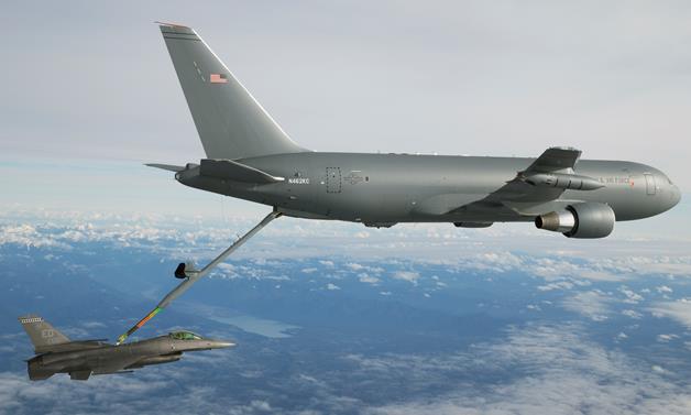 The KC-46 Tanker Program reached a major milestone Jan. 24, when it successfully demonstrated its first-ever aerial refueling contact and fuel transfer with an F-16C from Edwards Air Force Base. (U.S. Air Force photo by Staff Sgt. Brandi Hansen)