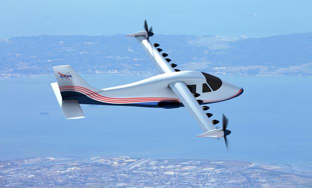 Featuring 14 electric motors, the X-57 will demonstrate one way electric propulsion can be integrated with aircraft structures to achieve more efficient, quieter, and more environmentally friendly aviation compared to conventional aircraft.  (concept graphic image courtesy NASA)