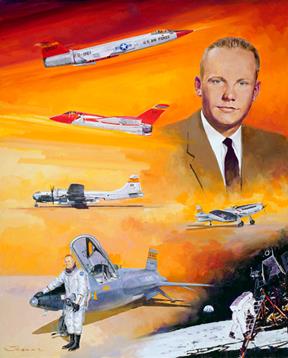 A portrait of Neil Armstrong painted by Robert Schaar in 2001 for the “Walk of Honor” series (Credit: NASA)