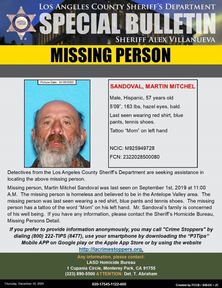 57yearold man missing in Antelope Valley since Sept. 2019