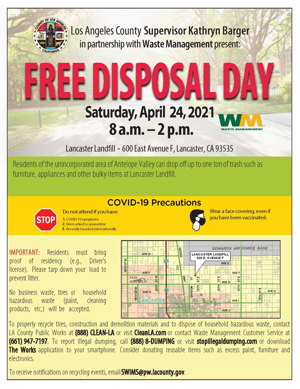 Free dump day April 24 for unincorporated communities in the AV